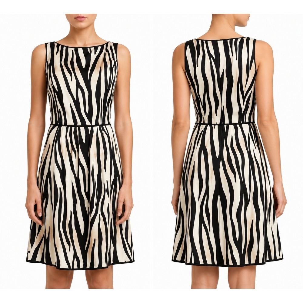 St.‎ John Collection Tigre Silk Charmeuse Dress 10 Tiger